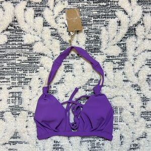 Berlook Purple Ribbed Bikini Back Tie Sz XS NWT